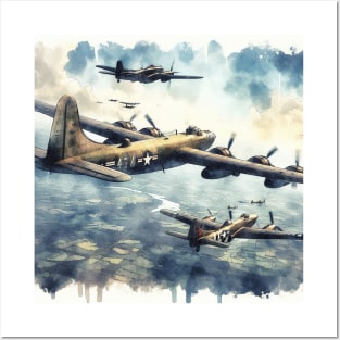 Fantasy illustration of WWII aircraft in battle Posters and Art